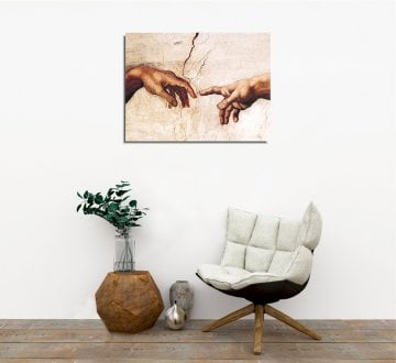 'The Creation of Adam Fresco' Michelangelo Kanvas Tablo
