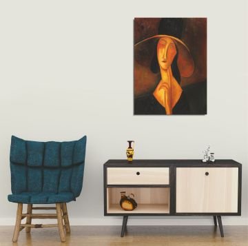 Şapkalı Kadın Kanvas Tablo