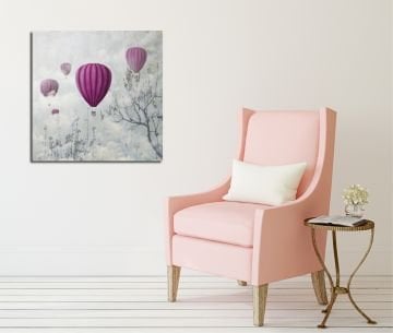 Pembe Balonlar Kanvas Tablo