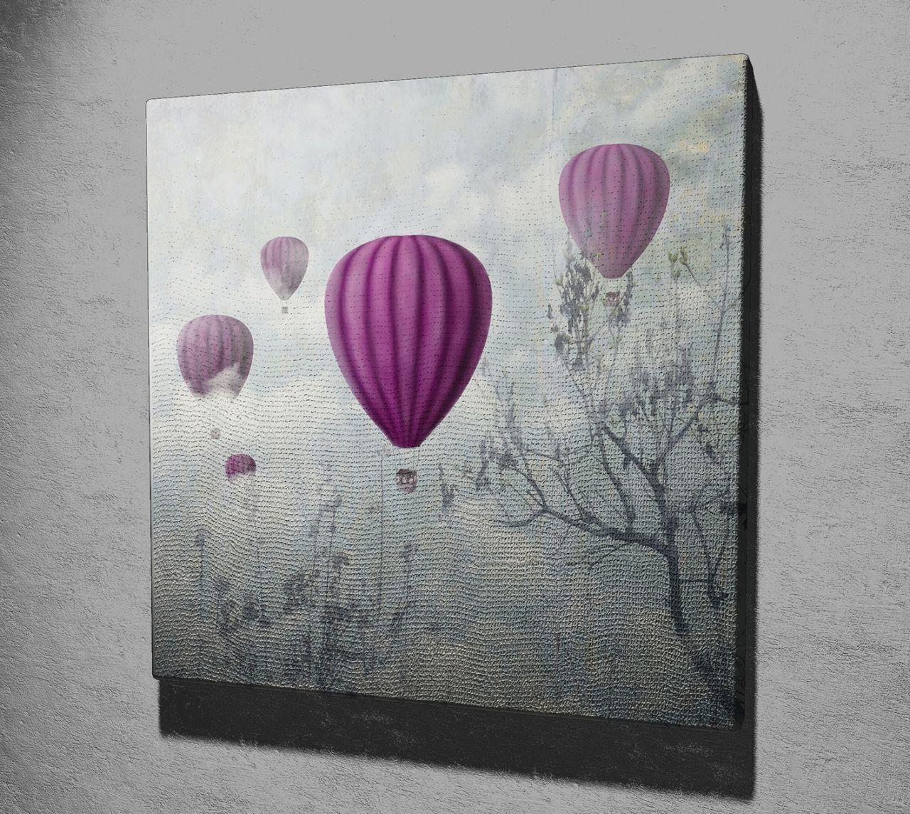 Pembe Balonlar Kanvas Tablo