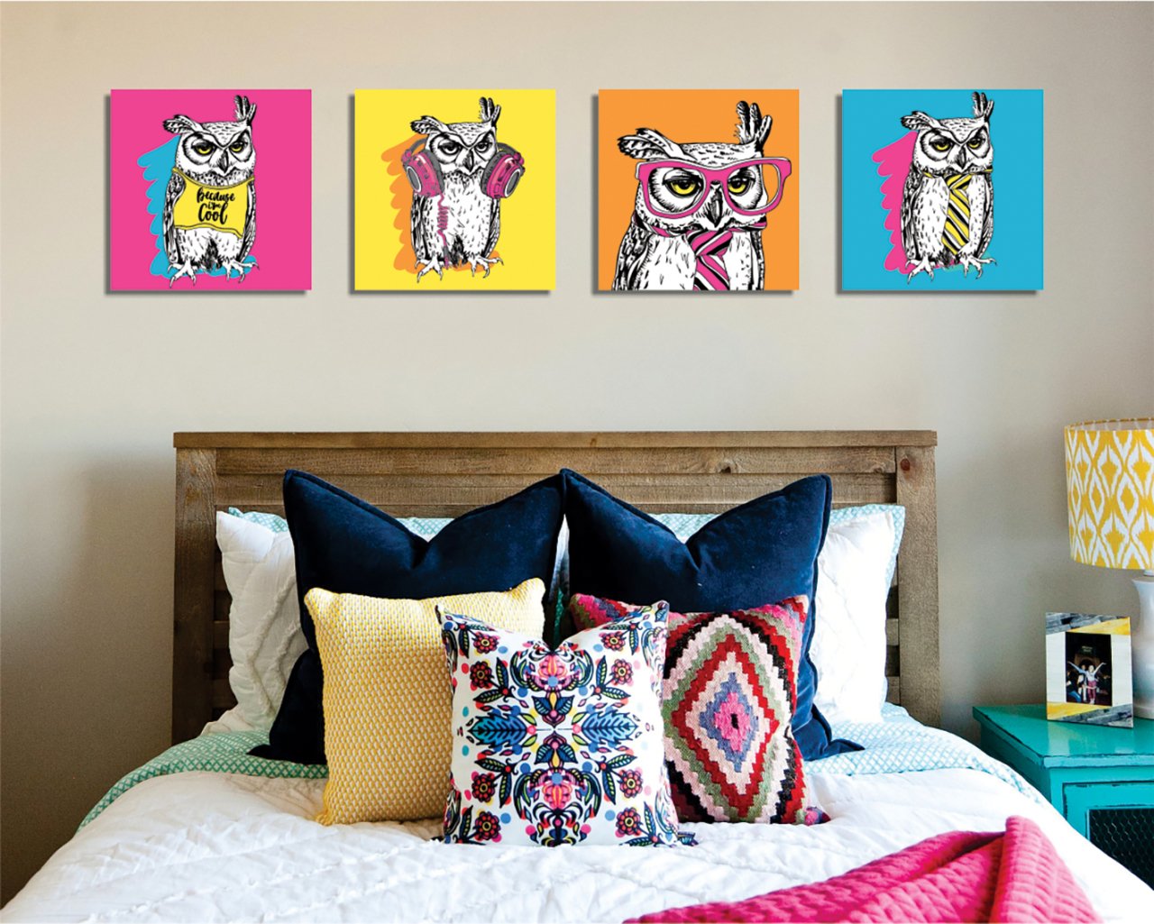 Pop Art Baykuşlar Kanvas Tablo