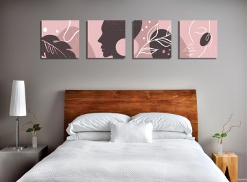 Pembe Modern Kanvas Tablo
