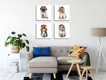 Minik Köpekler Kanvas Tablo