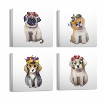 Minik Köpekler Kanvas Tablo