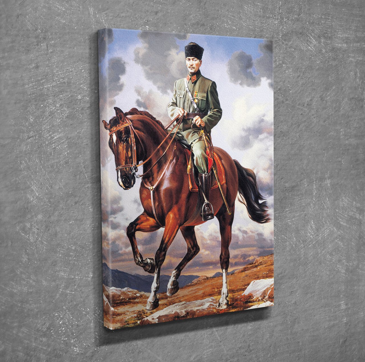 At Üstünde Atatürk Kanvas Tablo