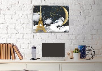 EIFFEL VE AY KOLAJ KANVAS TABLO