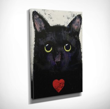 Siyah Sevimli Kedi Kanvas Tablo