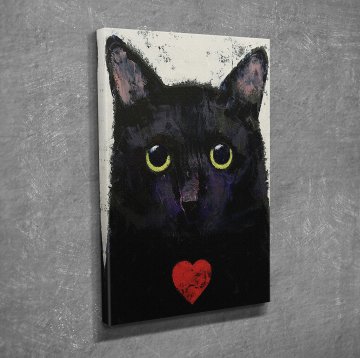 Siyah Sevimli Kedi Kanvas Tablo